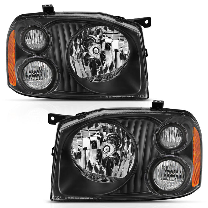 Black Crystal Headlights w/Amber Reflector <br>01-04 Nissan Frontier Se