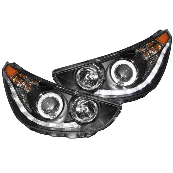 Black LED Halo Projector Headlights <br> 12-13 Hyundai Accent