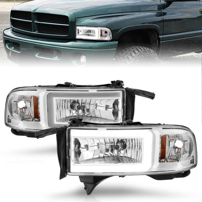 Chrome Housing LED DRL Crystal Headlight <br> 94-02 Dodge RAM 1500 2500 3500