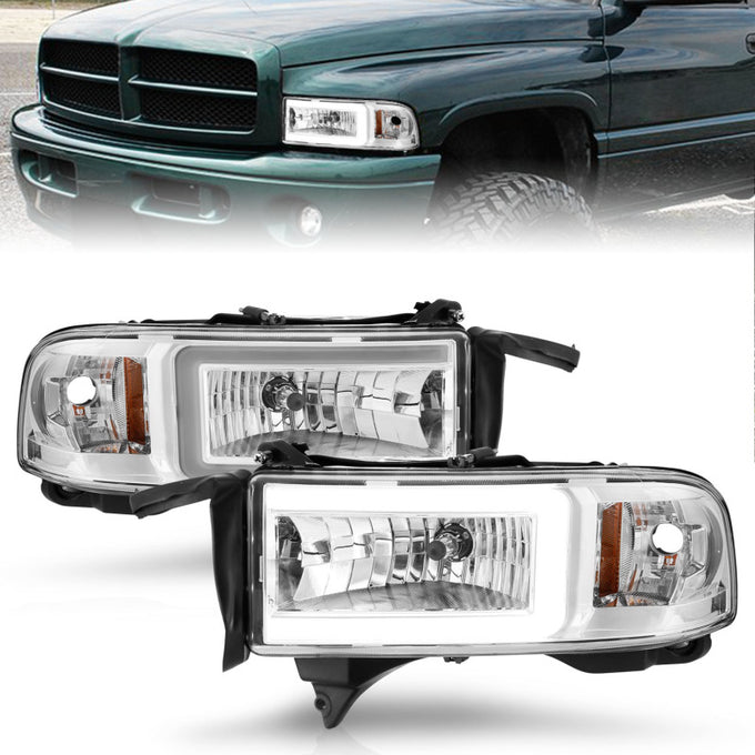 Chrome Housing LED DRL Crystal Headlight <br> 94-02 Dodge RAM 1500 2500 3500