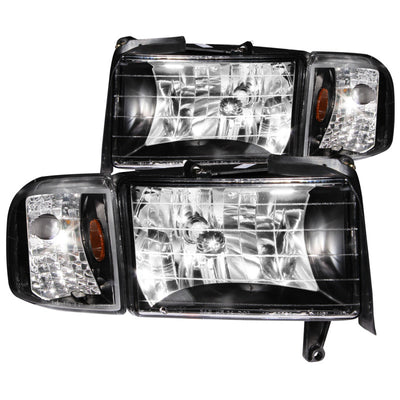 Black Crystal Headlights <br> 94-01 Dodge Ram 1500 2500 3500