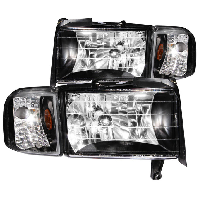 Black Crystal Headlights <br> 94-01 Dodge Ram 1500 2500 3500