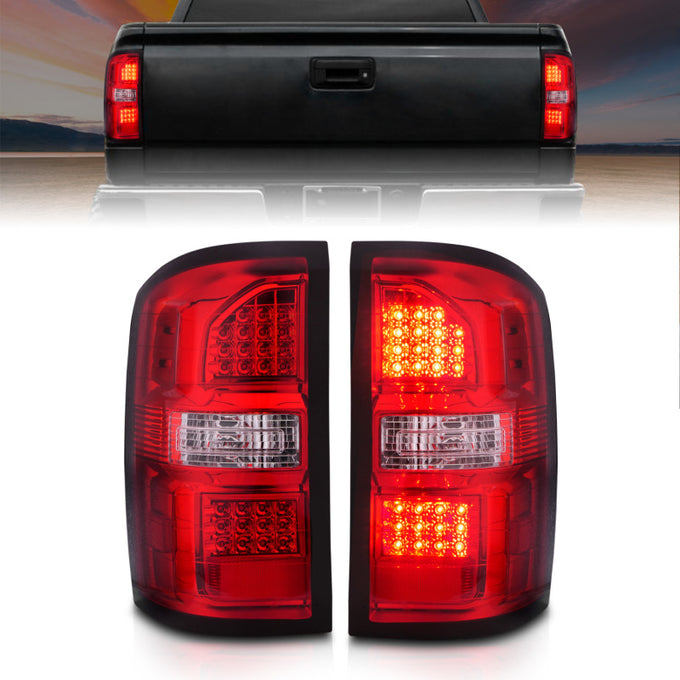 Black Housing Red/Clear Lens LED Tail Lights <br> 14-18 GMC Sierra 1500 2500 3500