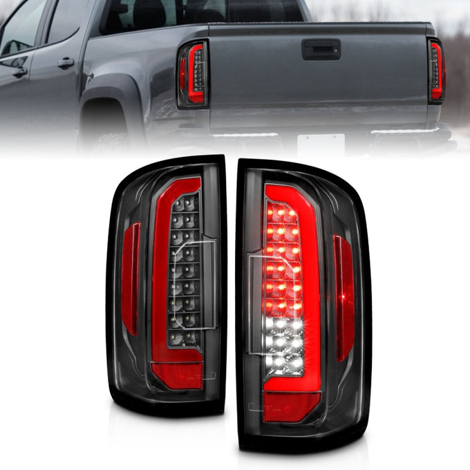 Black Housing Full LED Tail Lights w/Red Lightbar <br>15-21 Chevy Colorado