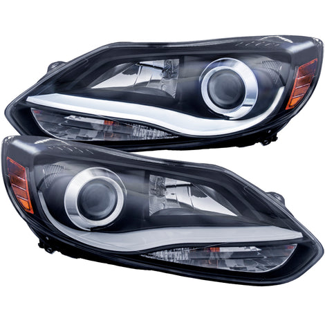 Black Projector Headlights Plank Style Design <br> 12-14 Ford Focus