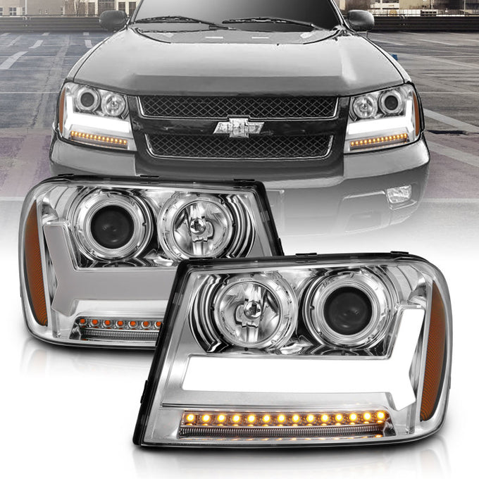 Chrome Projector Headlights w/Amber Corner<br> 06-09 Chevy Trailblazer