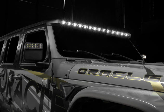 Integrated Windshield Roof LED Light Bar System <br> 18-25 Jeep wrangler, Gladiator