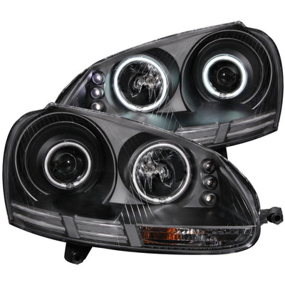 Black LED Halo Projector Headlights <br> 06-09 Volkswagen Rabbit