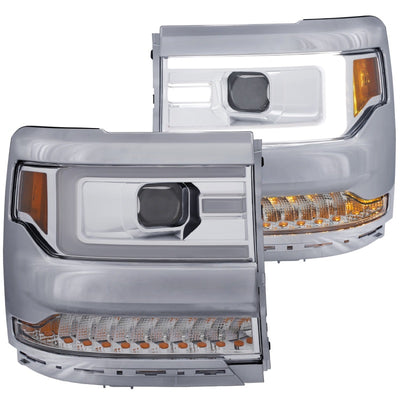 Chrome Projector Headlights w/Amber Turn Signal<br> 16-18 Chevy Silverado 1500