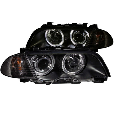 Black LED Halo Projector Headlights <br> 99-01 BMW 3 Series E46