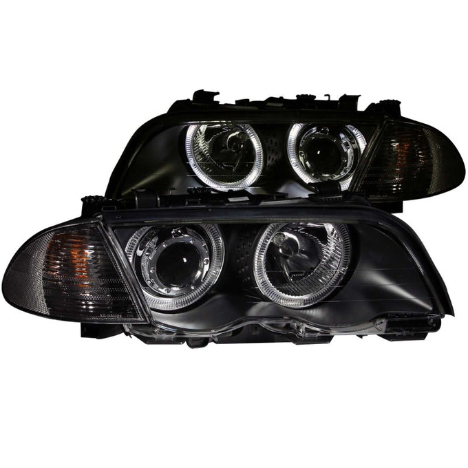 Black LED Halo Projector Headlights <br> 99-01 BMW 3 Series E46