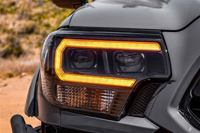 XB Hybrid LED Headlights (Pair/ASM/Amber DRL) <br>12-15 Toyota Tacoma