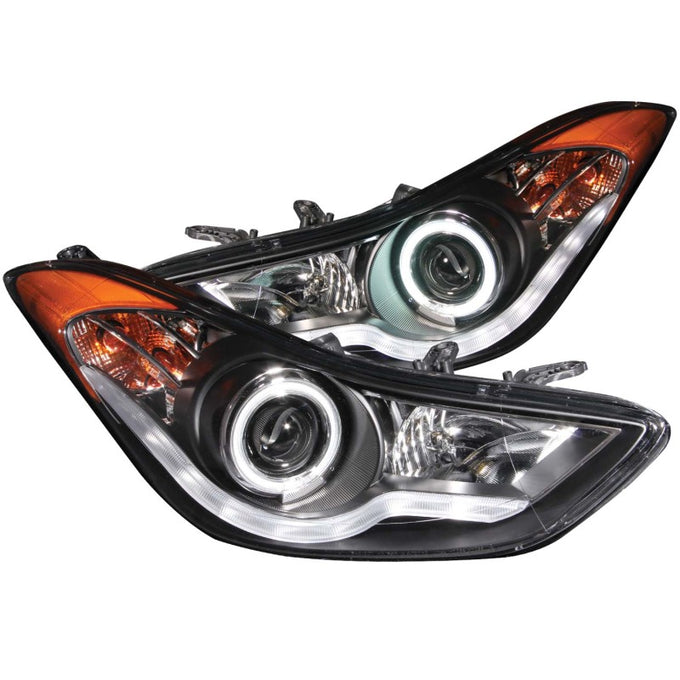 Black LED Halo Projector Headlights<br> 11-14 Hyundai Elantra