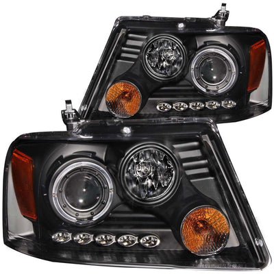Black G2 LED Halo Projector Headlights <br> 04-08 Ford F-150, 06-08 Lincoln Mark LT
