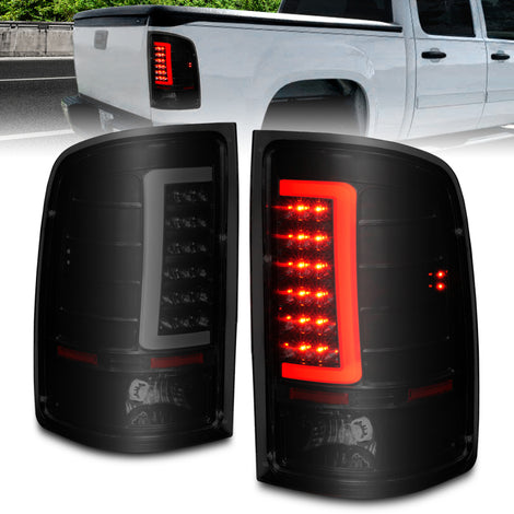 Black Smoke LED Light Bar Tail Lights <br> 07-13 GMC Sierra