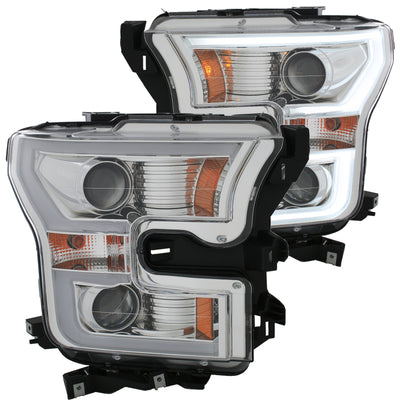 Chrome Amber Projector Headlights Plank Style <br> 15-16 Ford F-150