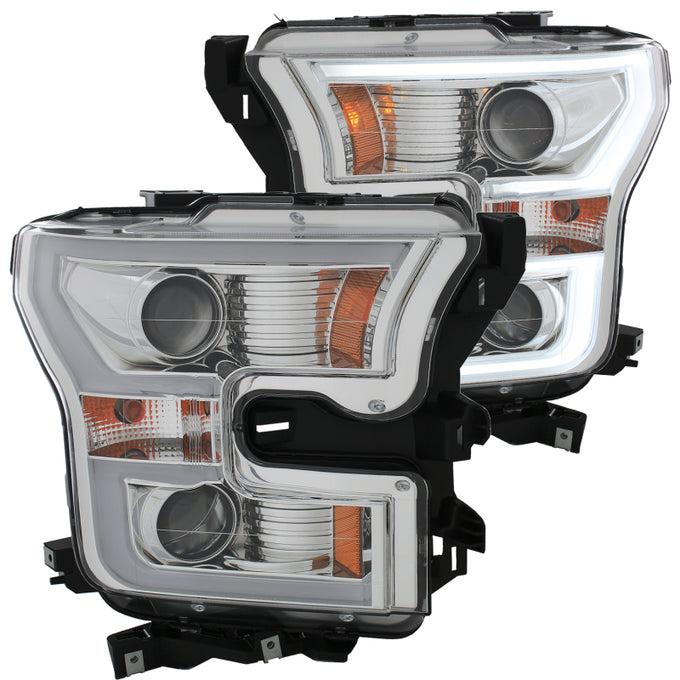Chrome Amber Projector Headlights Plank Style <br> 15-16 Ford F-150