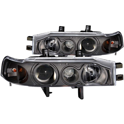 Black LED Halo Projector Headlights <br> 90-93 Honda Accord