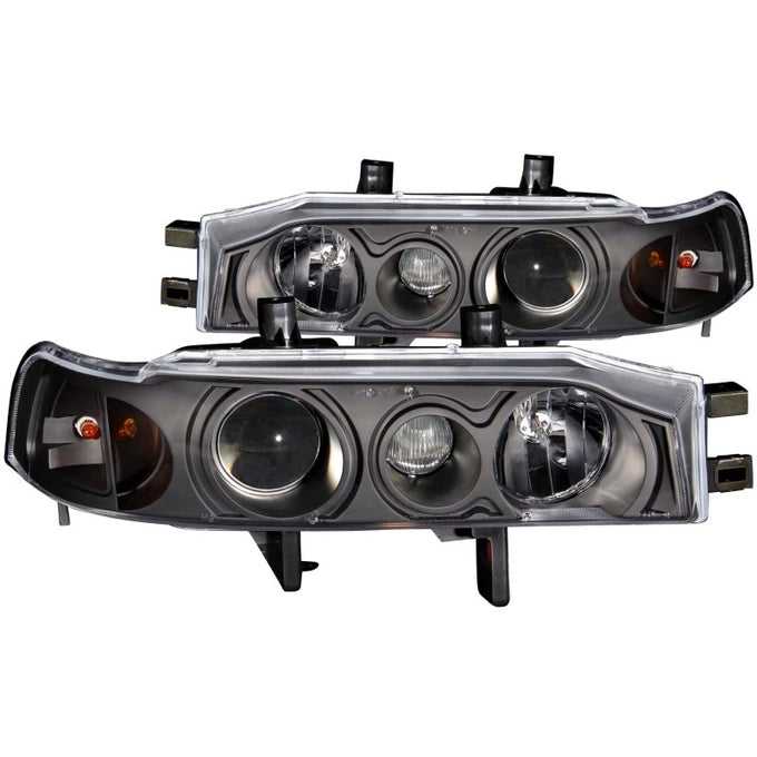 Black LED Halo Projector Headlights <br> 90-93 Honda Accord