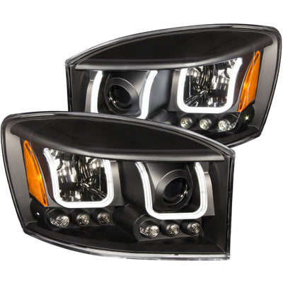 Black Projector Headlights w/U-Bar <br>06-08 Dodge Ram 1500