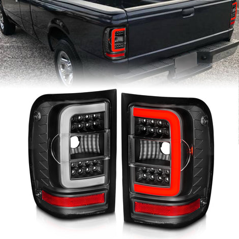 Black Housing LED Tail Lights w/Light Bar <br>01-11 Ford Ranger