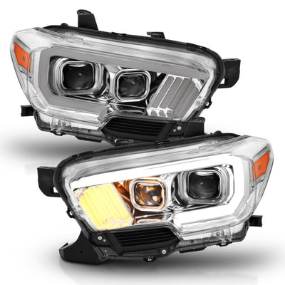 Chrome/Amber DRL Projector Headlights <br> 16-17 Toyota Tacoma