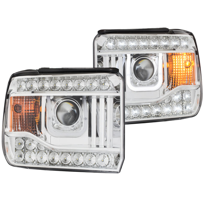 Chrome U-Bar Projector Headlights <br> 14-15 GMC Sierra