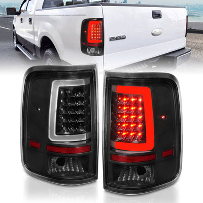 Black Housing LED Tail Lights w/Light Bar <br>04-06 Ford F-150