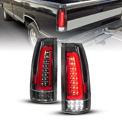 Black Housing Full LED Light Tube Taillights <br> 88-99 Chevy GMC C/K1500/2500/3500, Yukon