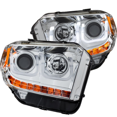 Chrome U-Bar DRL Projector Headlights <br> 14-15 Toyota Tundra