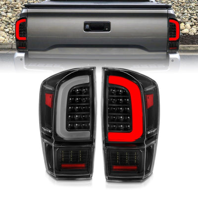 Black Housing LED Sequential Tail Lights <br> 16-21 Toyota Tacoma