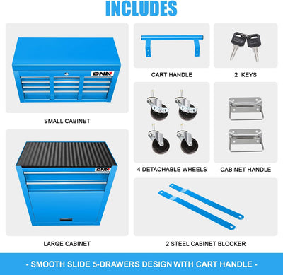 2-in-1 Combination Roller Cabinet <br> w/ Removable Upper Tool Box (Blue)