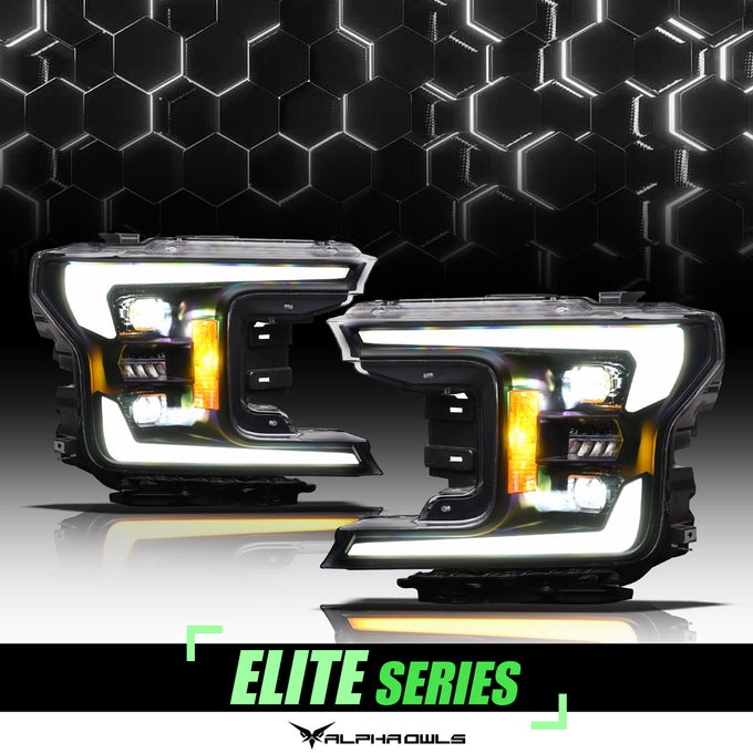 Elite-Pro Series LED Projector Headlights w/Bezel <br> 18-20 Ford F-150