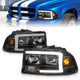 Black Housing LED DRL Crystal Headlight <br> 97-04 Dodge Dakota/Durango