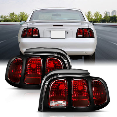 Dark Red Lens Taillights <br> 94-98 Ford Mustang