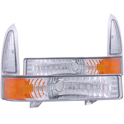 Chrome Parking Lights w/Amber Reflector<br> 00-04 Ford Excursion, 99-04 F-250, F-350, F-450 Super Duty