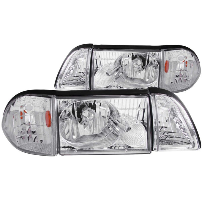 2pc Chrome Crystal Headlights w/Corner Lights <br>87-93 Ford Mustang