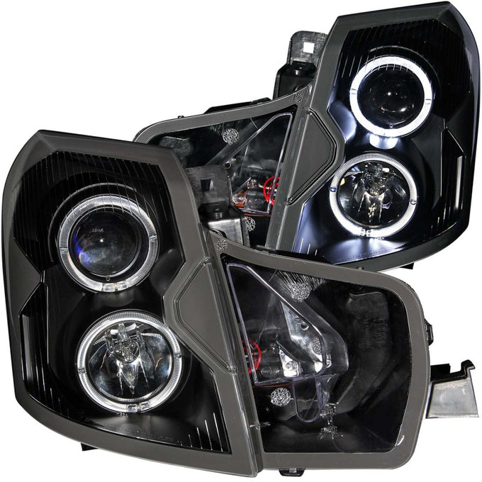 Black LED Halo Projector Headlights <br> 03-07 Cadillac Cts