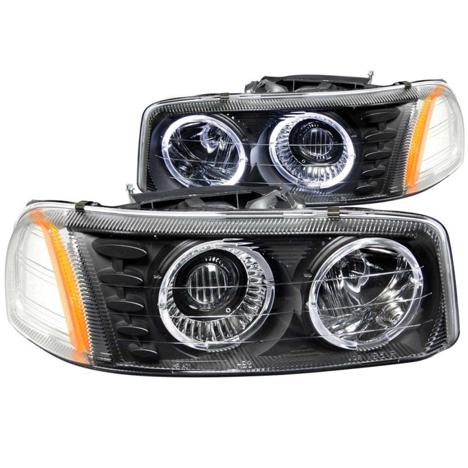 Black LED Halo Projector Headlights <br> 99-06 GMC Sierra 1500