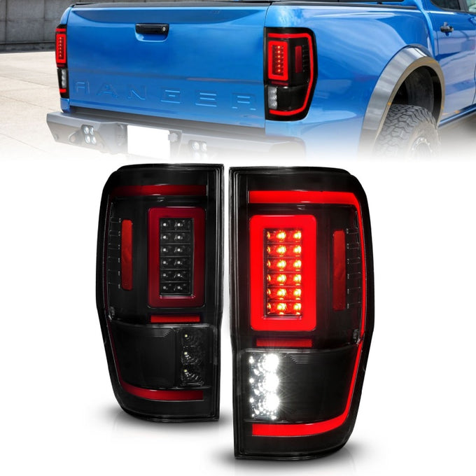 Black Housing Full LED Sequential Signal Taillights <br> 19-22 Ford Ranger
