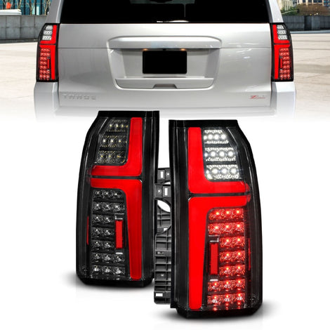 Black Housing Sequential LED Tube Taillights <br> 15-20 Chevy Tahoe Suburban