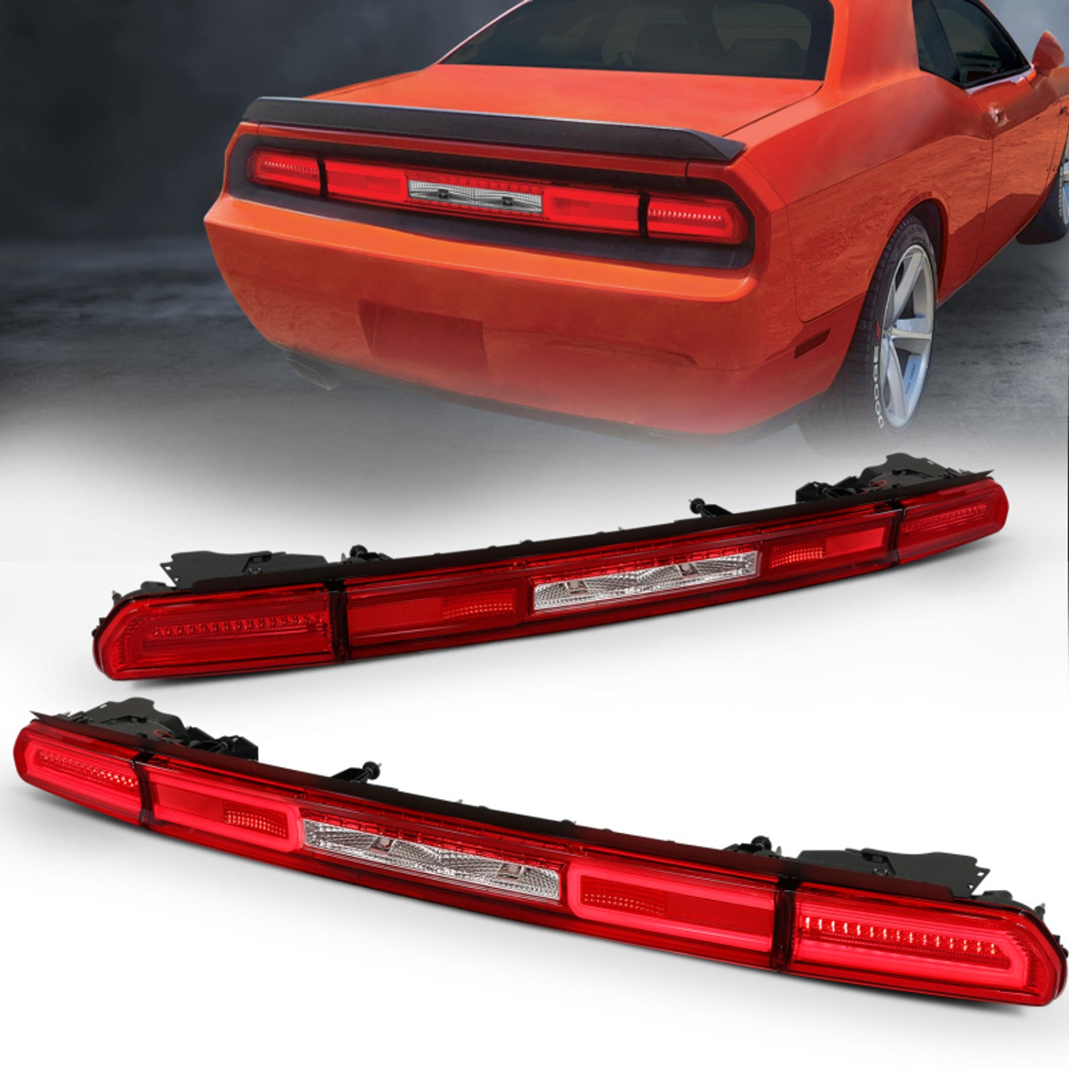 Red/Clear LED Sequential Turn Signal Taillights<br> 08-10 Dodge Challenger