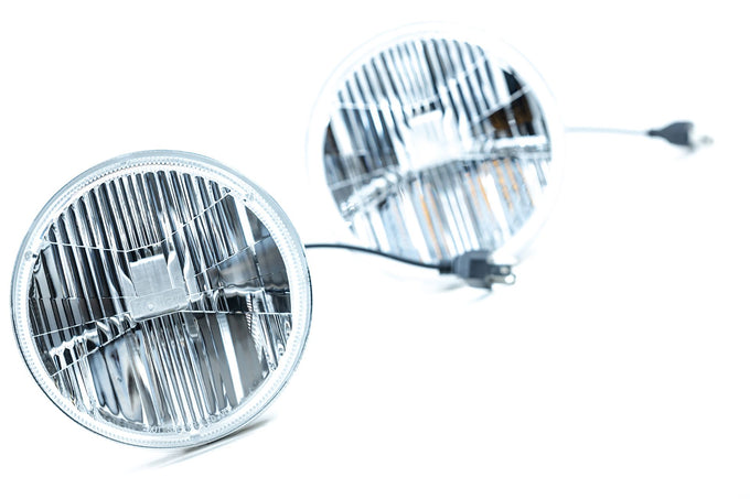 Pair of LED Headlights <br> 7 in. Round / Par56 (Modern White)