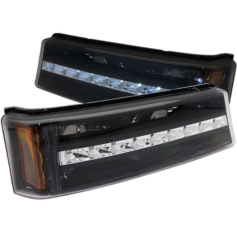 Black LED Parking Lights w/Amber Reflector<br> 03-06 Chevy Silverado 1500, 2500, 3500, Avalanche