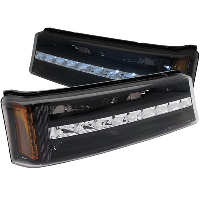 Black LED Parking Lights w/Amber Reflector<br> 03-06 Chevy Silverado 1500, 2500, 3500, Avalanche