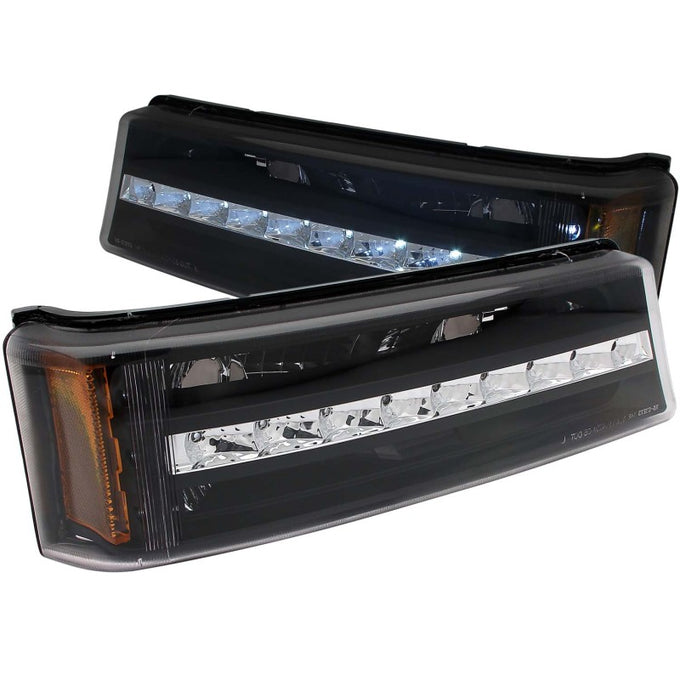 Black LED Parking Lights w/Amber Reflector<br> 03-06 Chevy Silverado 1500, 2500, 3500, Avalanche