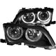 Black LED Halo Projector Headlights <br> 02-05 BMW 3 Series E46