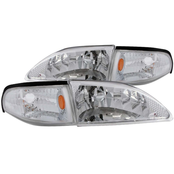 Chrome Crystal Headlights <br> 94-98 Ford Mustang