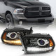 Black Amber Projector Switchback Headlights Plank Style <br> 09-18 Dodge Ram 1500 2500 3500