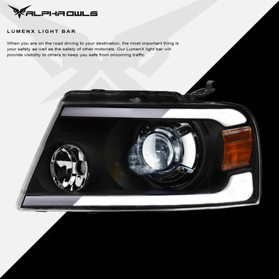 LMX Series LED Projector Headlights w/ LumenX Light Bar <br> 04-08 Ford F-150